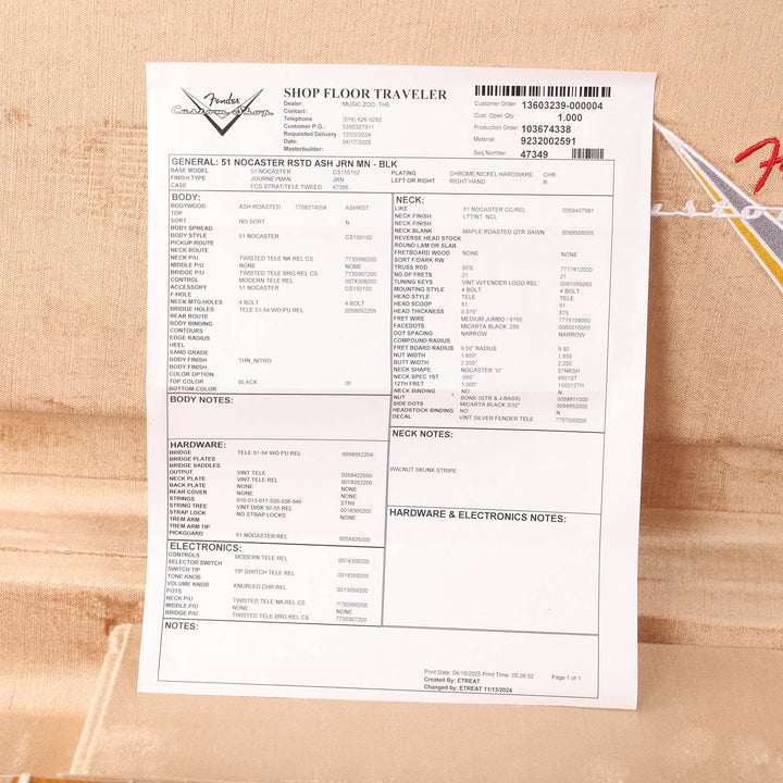 Fender Custom Shop 1951 Nocaster Roasted Ash Journeyman Relic Black