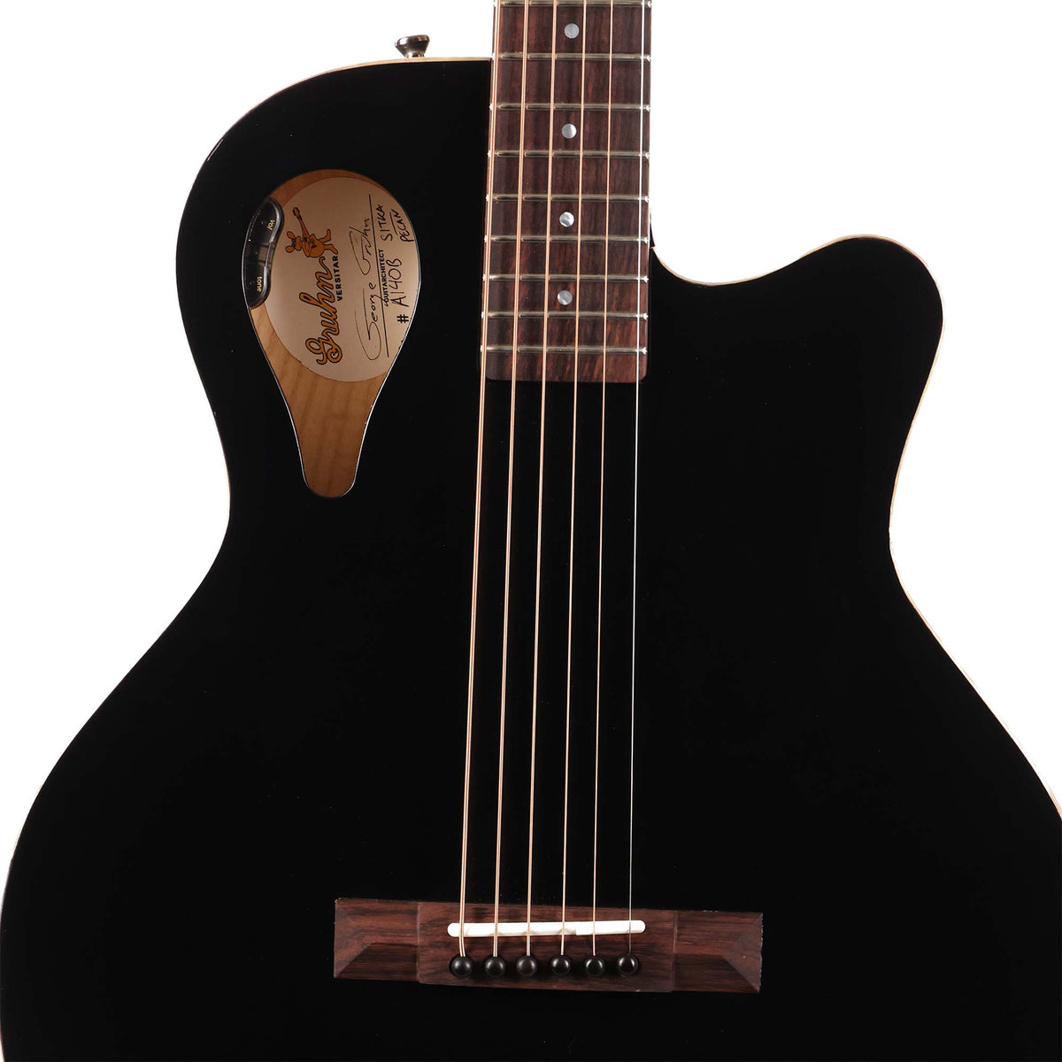 Gruhn Versitar Thinline Baritone Acoustic-Electric Spruce Top and Flame Pecan Body Trans Ebony — 4