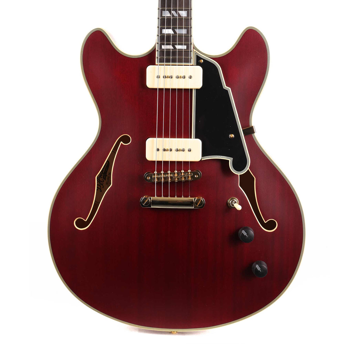 D'Angelico Deluxe DC Semi-Hollowbody Satin Trans Wine — 1