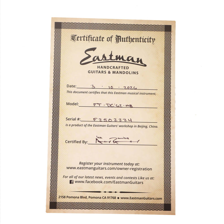 Eastman Fullertone DC'62 Moss Black