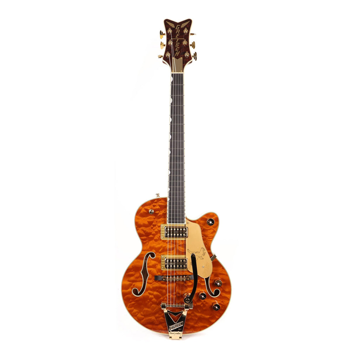 Gretsch Limited Edition Falcon Center Block Jr. Quilted Maple Roundup Orange — 2