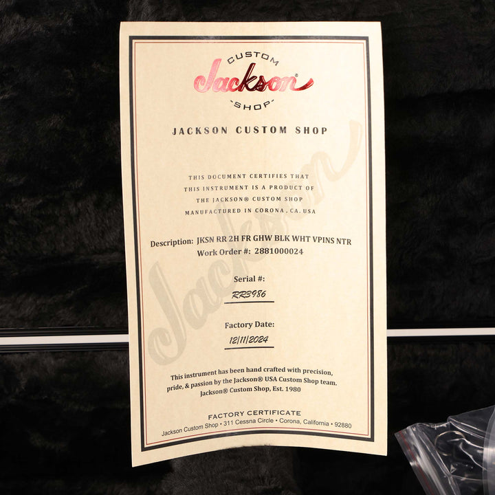 Jackson Custom Shop RR Rhoads Nitro Relic Black with Vintage White Pinstripes