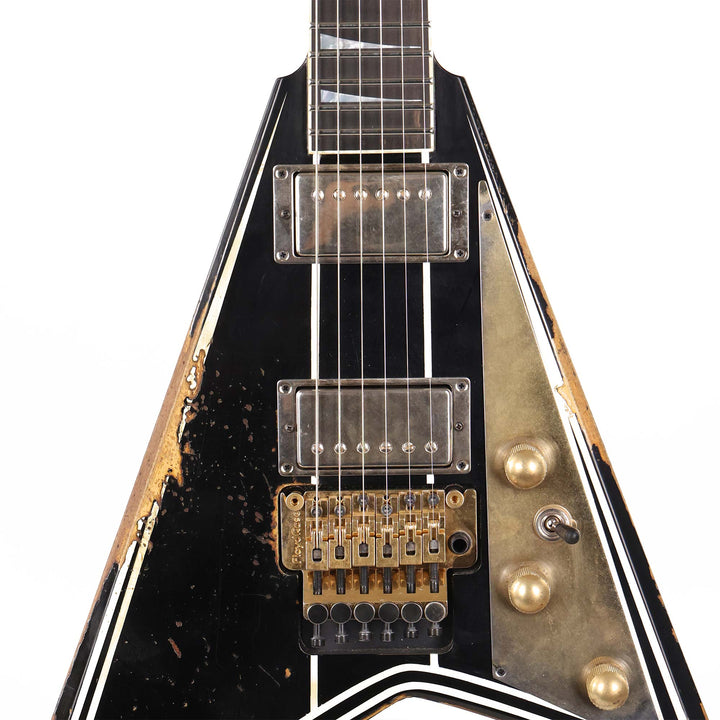 Jackson Custom Shop RR Rhoads Nitro Relic Black with Vintage White Pinstripes