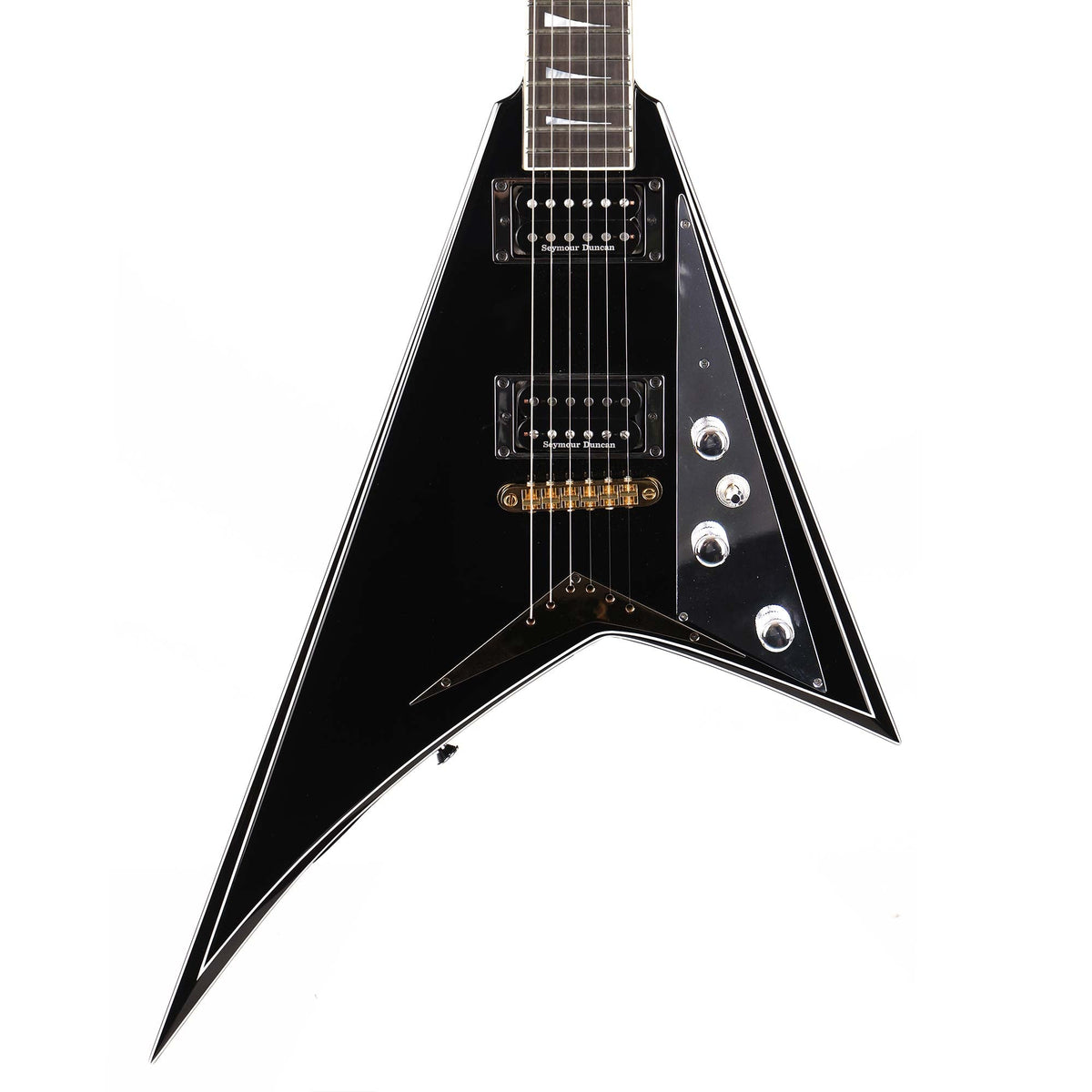 Jackson Custom Shop Rhoads RR-VS Fixed Bridge Black with Snow White Pinstripes 2-Tone Hardware — 1