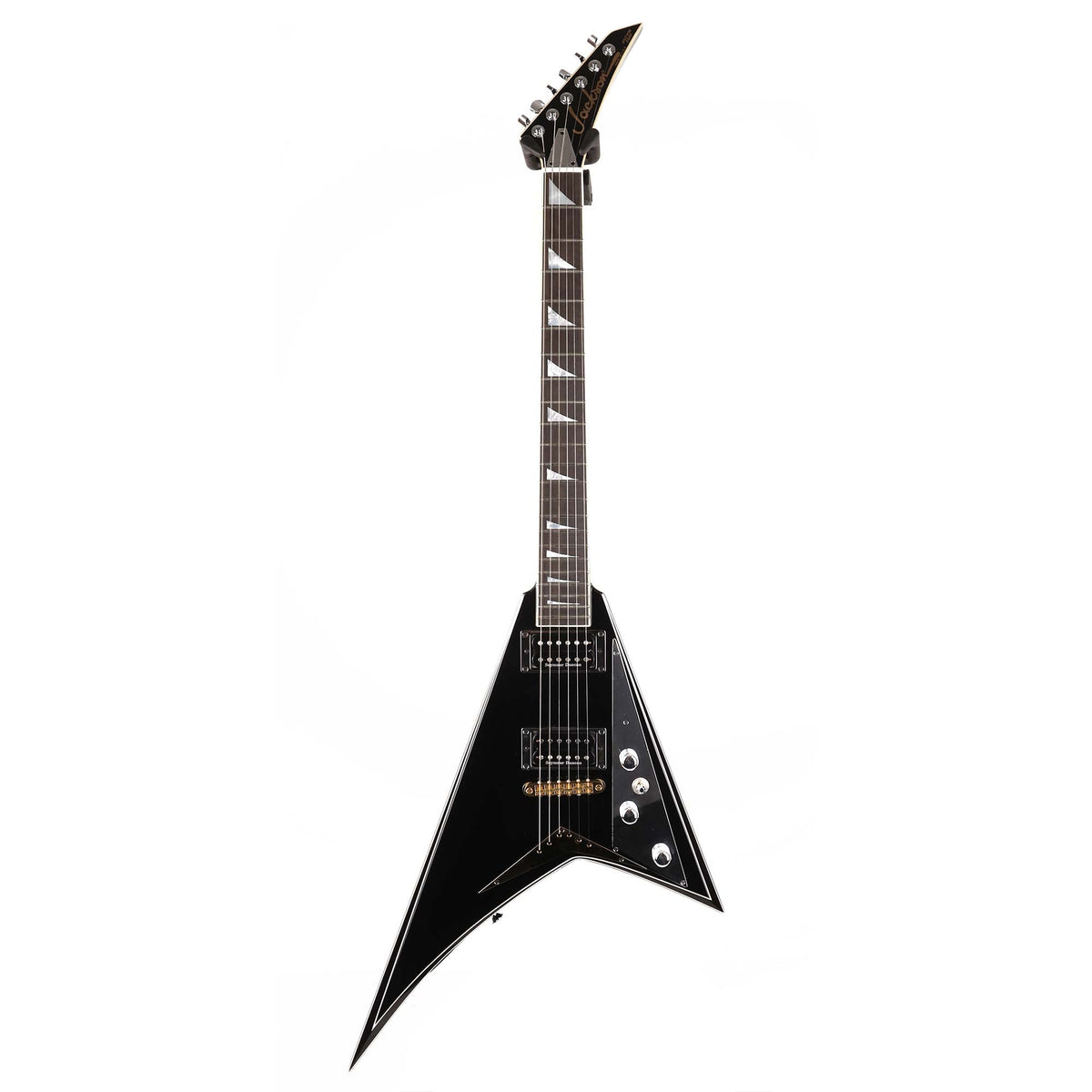 Jackson Custom Shop Rhoads RR-VS Fixed Bridge Black with Snow White Pinstripes 2-Tone Hardware — 2
