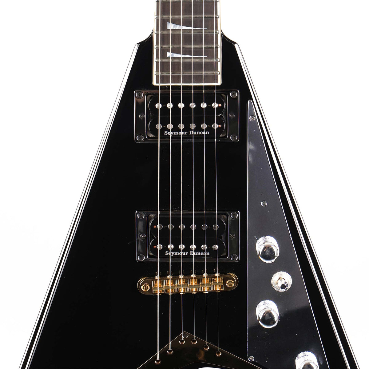 Jackson Custom Shop Rhoads RR-VS Fixed Bridge Black with Snow White Pinstripes 2-Tone Hardware — 4