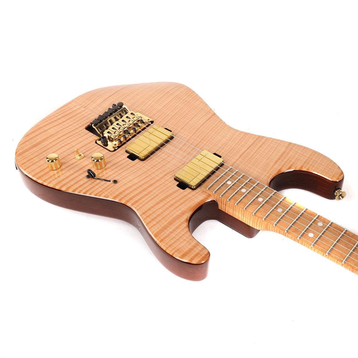 Charvel Custom Shop San Dimas Flame Maple and Roasted Ash Transparent Natural — 7