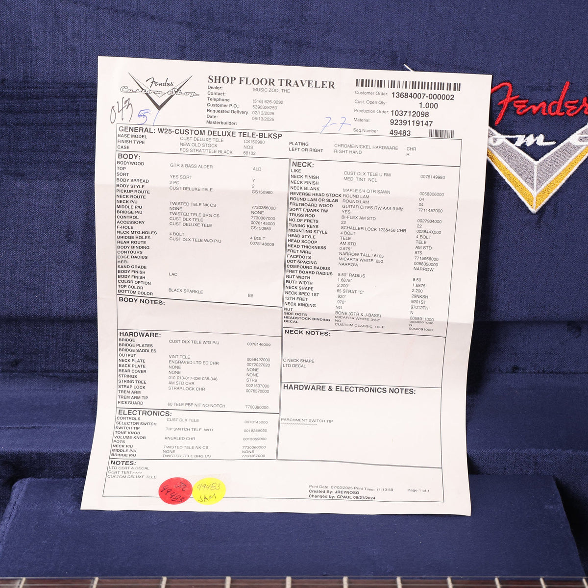 Fender Custom Shop Custom Deluxe Telecaster Black Sparkle 2025 — 10