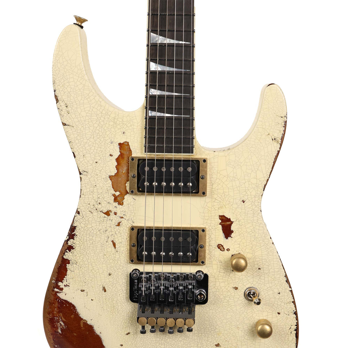Jackson Custom Shop Soloist Nitro Aged Vanilla Shake over 3-Tone Sunburst NAMM 2025 Display — 4