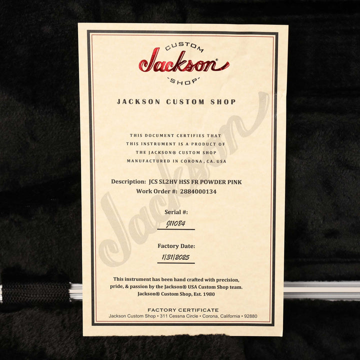 Jackson Custom Shop SL2H-V SSS Soloist Powder Pink Music Zoo Exclusive