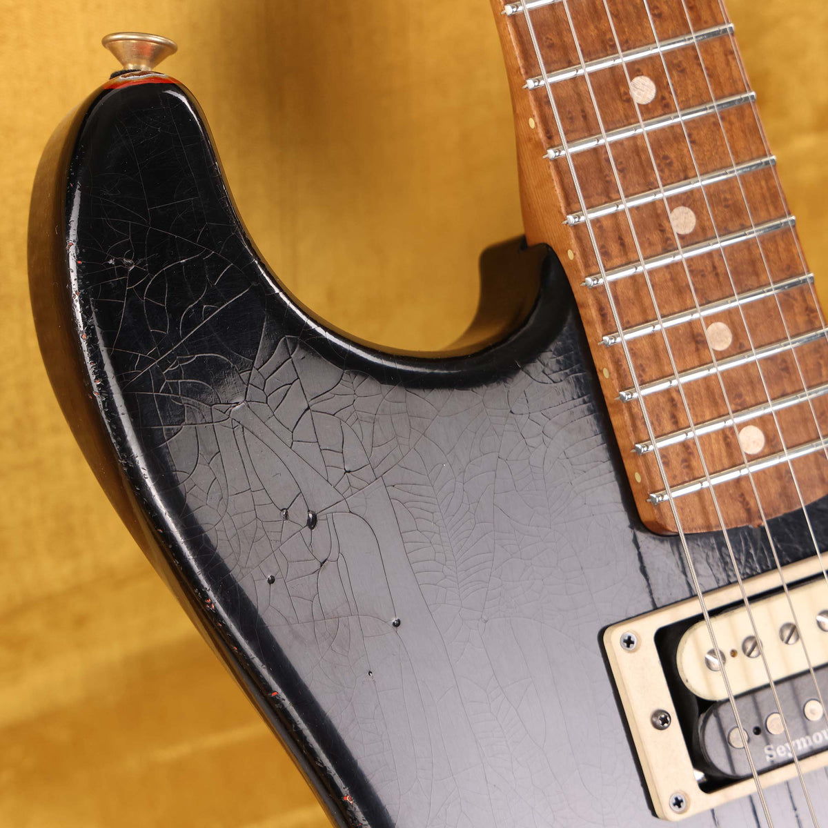 Charvel Custom Shop San Dimas Nitro Aged Roasted Mahogany Black over Tennessee Orange — 6