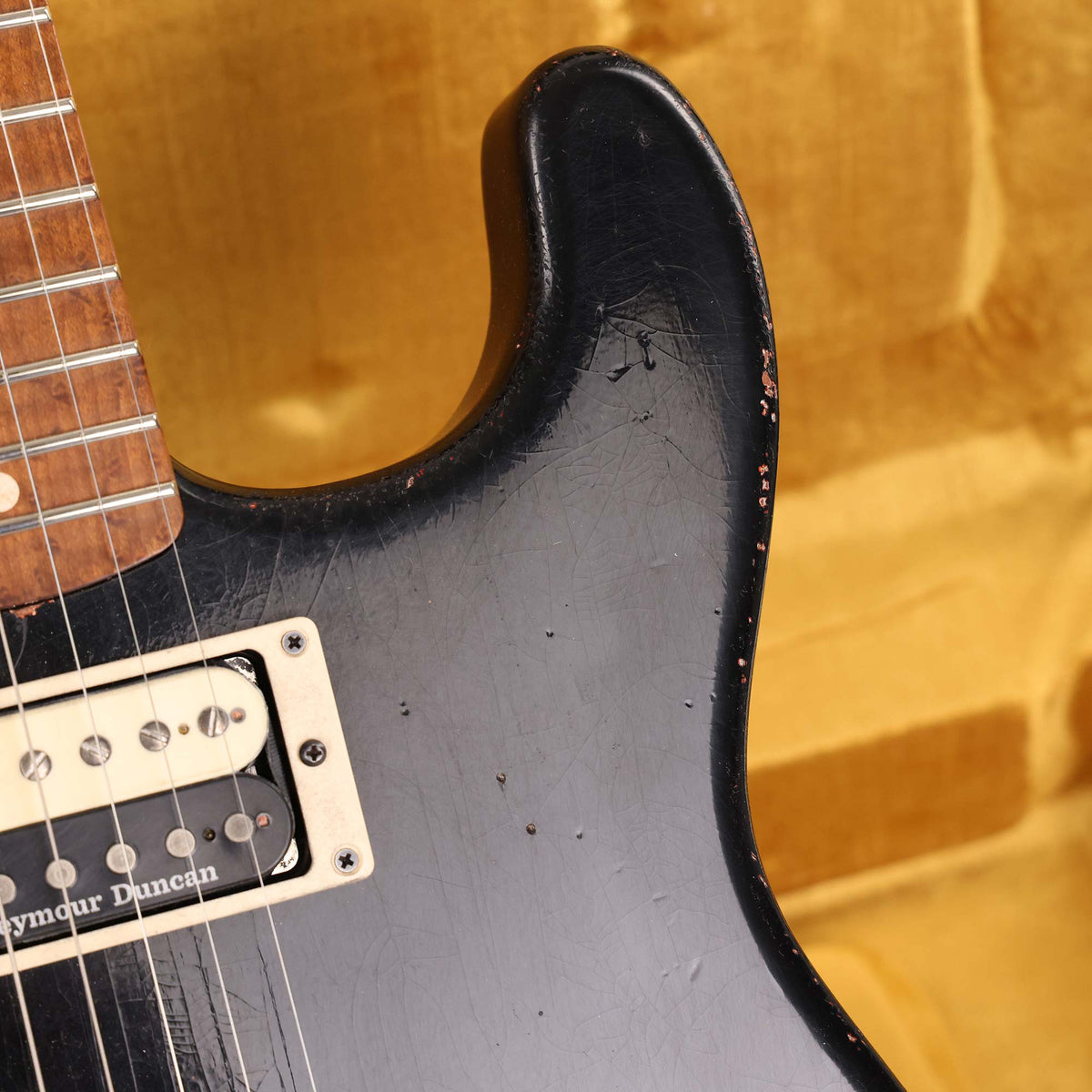 Charvel Custom Shop San Dimas Nitro Aged Roasted Mahogany Black over Tennessee Orange — 9