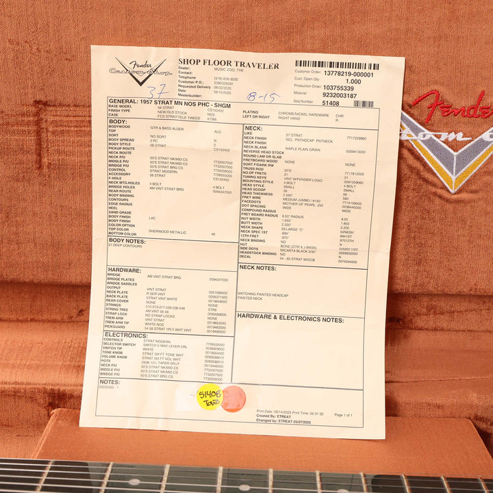 Fender Custom Shop 1957 Stratocaster NOS Sherwood Green Metallic with Matching Neck