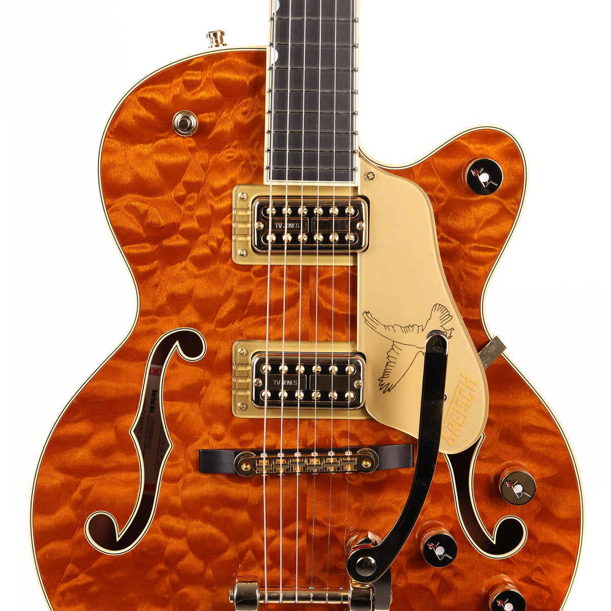 Gretsch Limited Edition Falcon Center Block Jr. Guitar Quilted Maple Roundup Orange — 4