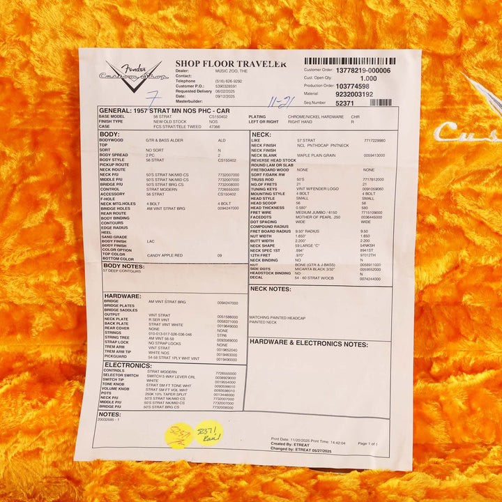 Fender Custom Shop 1957 Stratocaster NOS Candy Apple Red with Matching Neck