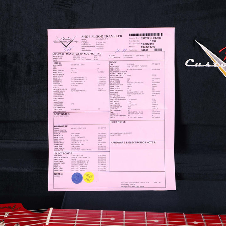 Fender Custom Shop 1957 Stratocaster NOS Torino Red with Matching Neck