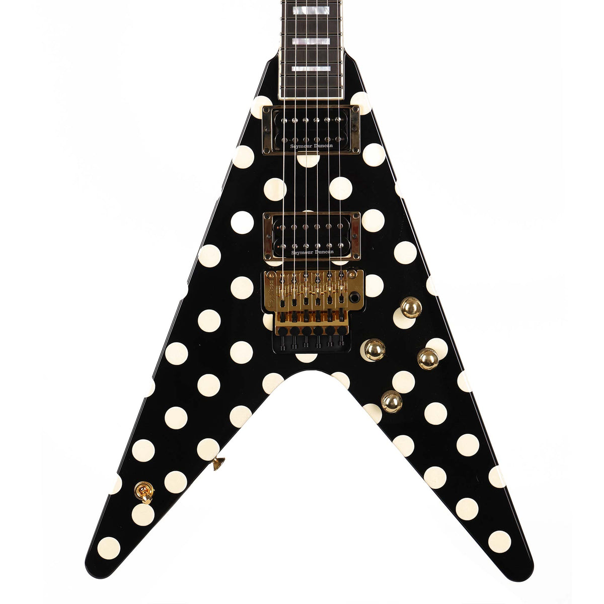 Jackson Custom Shop Roundhorn V Masterbuilt Joe Williams Black and White Polka Dot — 1
