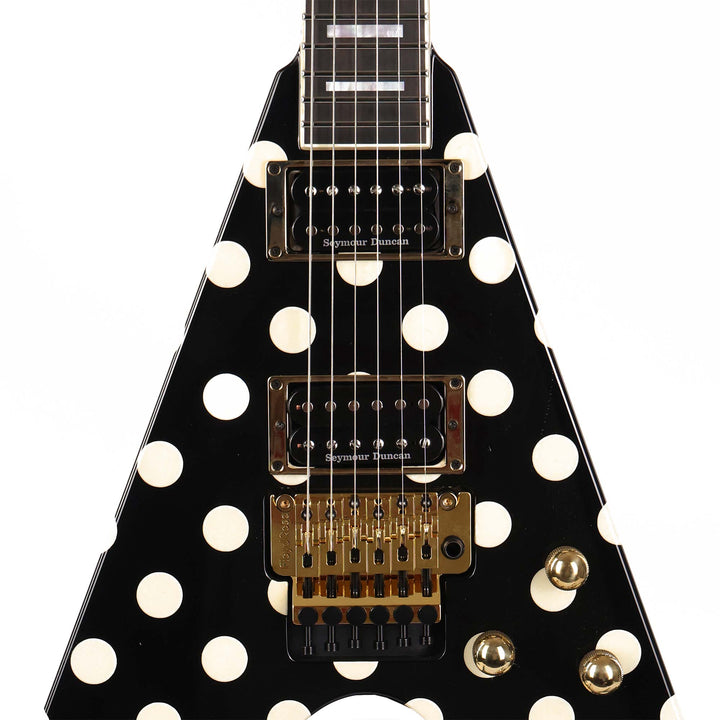 Jackson Custom Shop Roundhorn V Masterbuilt Joe Williams Black and White Polka Dot
