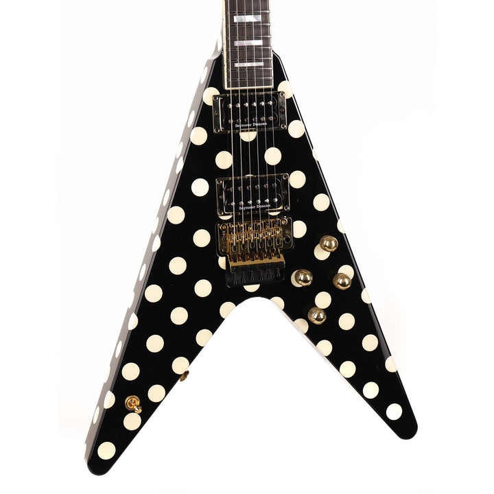 Jackson Custom Shop Roundhorn V Masterbuilt Joe Williams Black and White Polka Dot