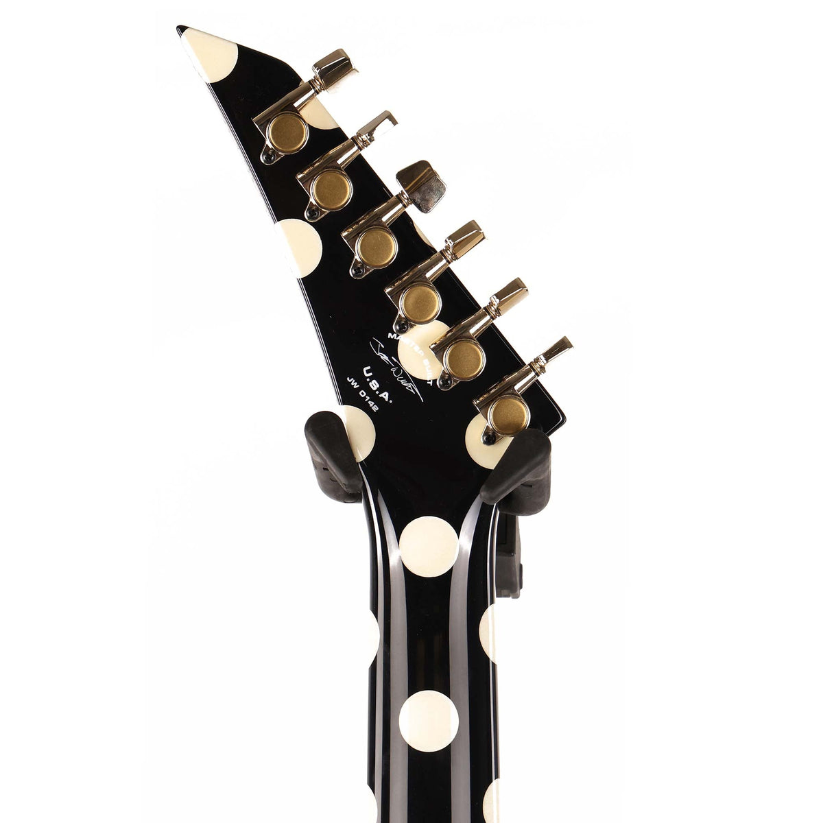 Jackson Custom Shop Roundhorn V Masterbuilt Joe Williams Black and White Polka Dot — 7