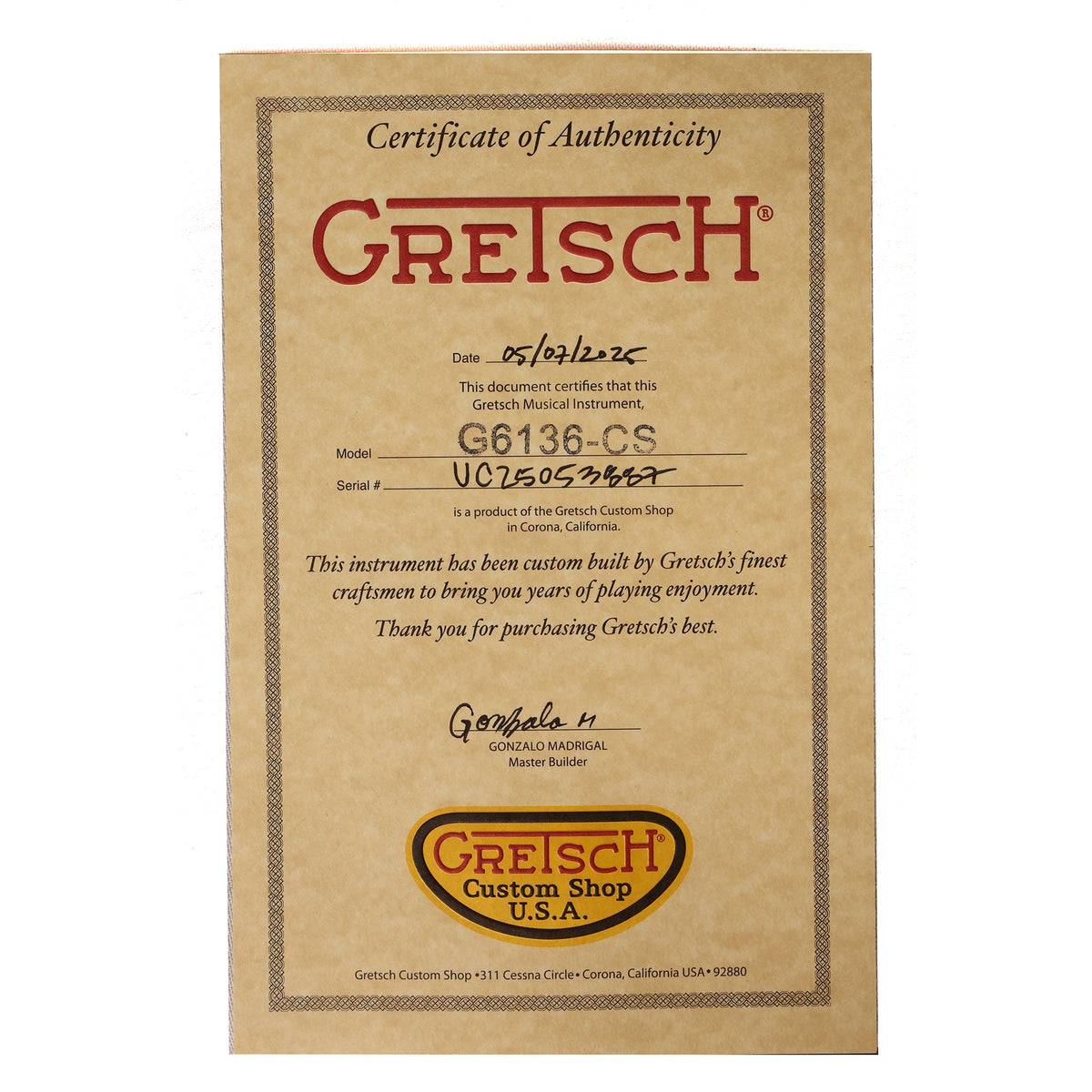 Gretsch Custom Shop G6136-55GE 1955 Falcon Masterbuilt Gonzalo Madrigal Candy Apple Red Paisley — 14