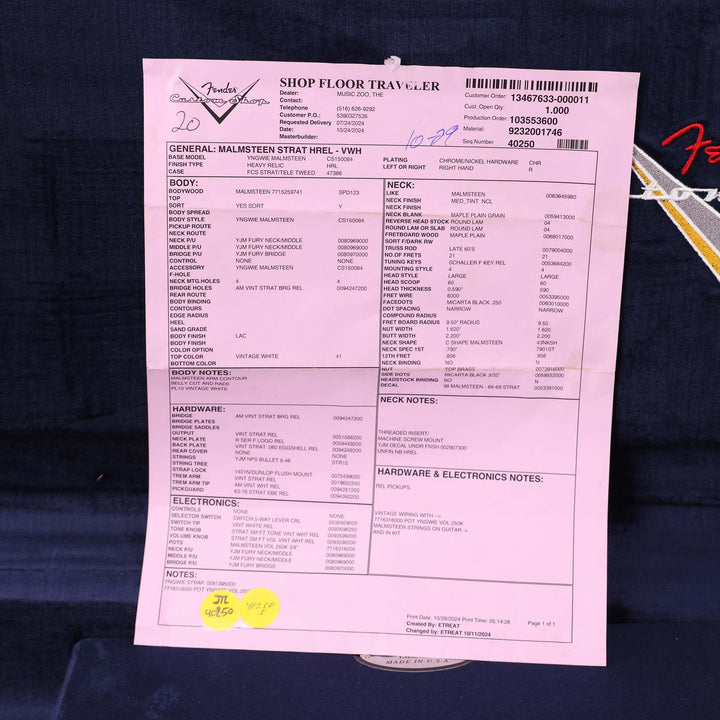 Fender Custom Shop Yngwie Malmsteen Signature Stratocaster Neo Relic Vintage White Music Zoo Exclusive