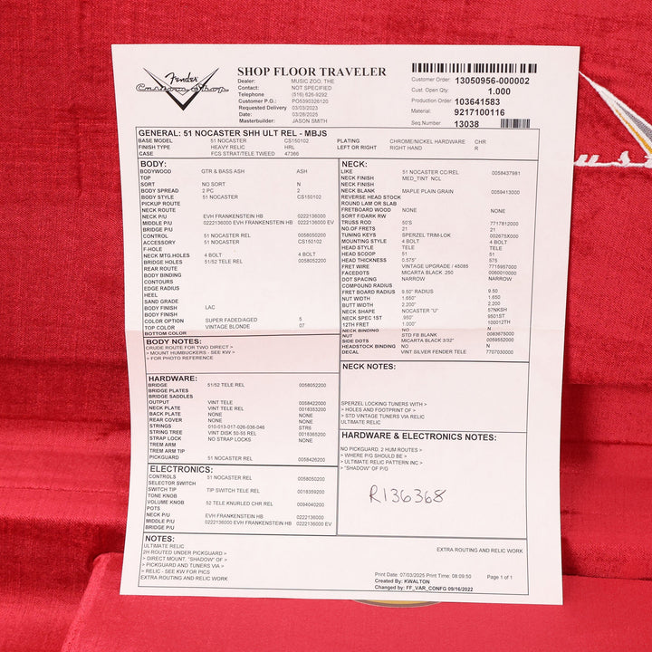 Fender Custom Shop 1951 Nocaster Masterbuilt Hacksaw Relic Jason Smith Super Faded Aged Vintage Blonde