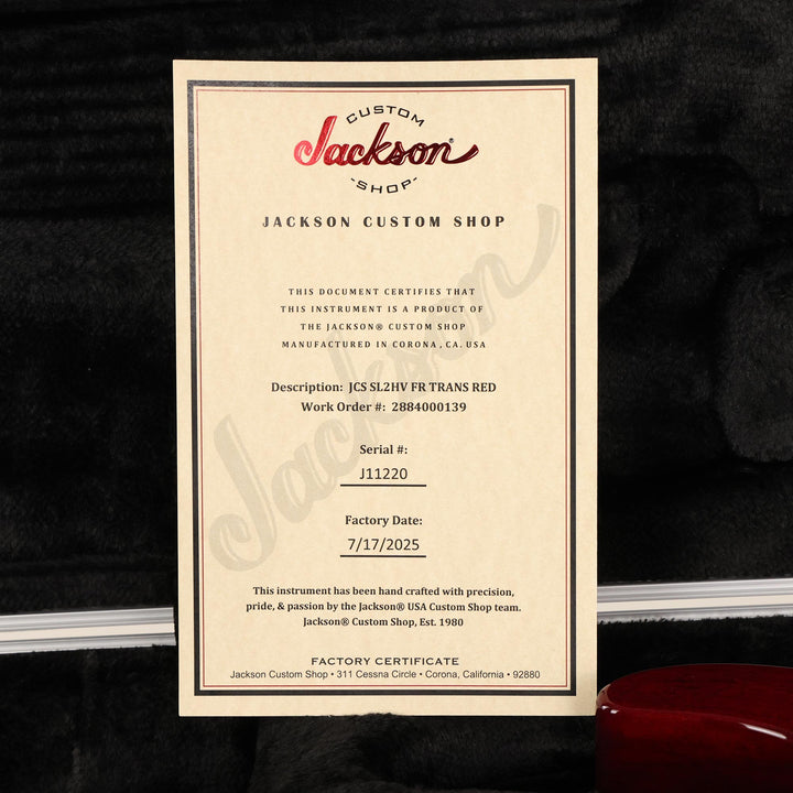 Jackson Custom Shop SL2H-V Soloist Music Zoo Exclusive Aniline Red