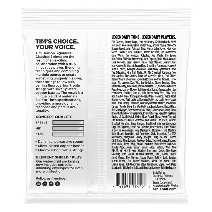 Ernie Ball Tim Henson Signature Classical Guitar Strings Medium Tension