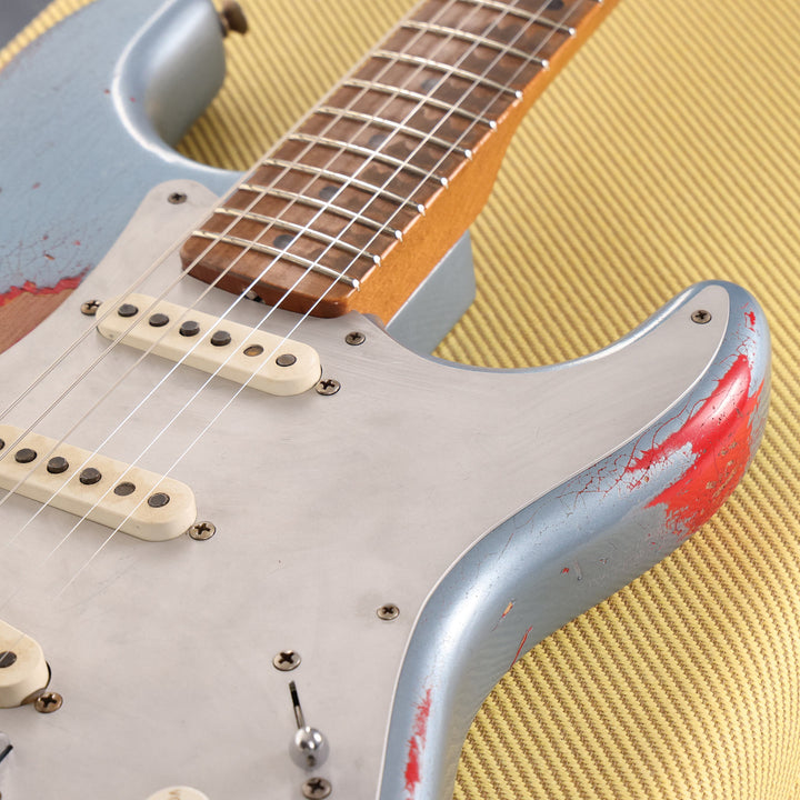 Fender Custom Shop '55 Roasted Ash Stratocaster Ice Blue Metallic over Hot Rod Red Masterbuilt Greg Fessler