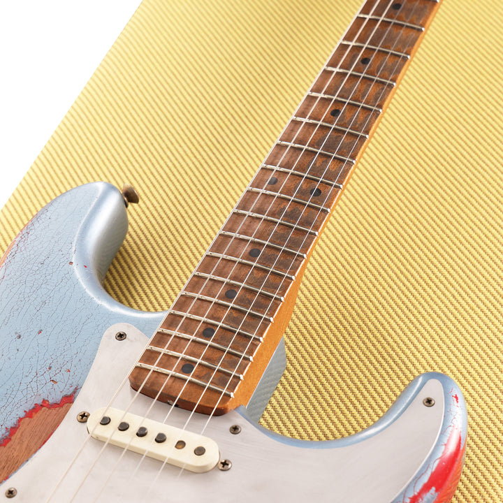 Fender Custom Shop '55 Roasted Ash Stratocaster Ice Blue Metallic over Hot Rod Red Masterbuilt Greg Fessler