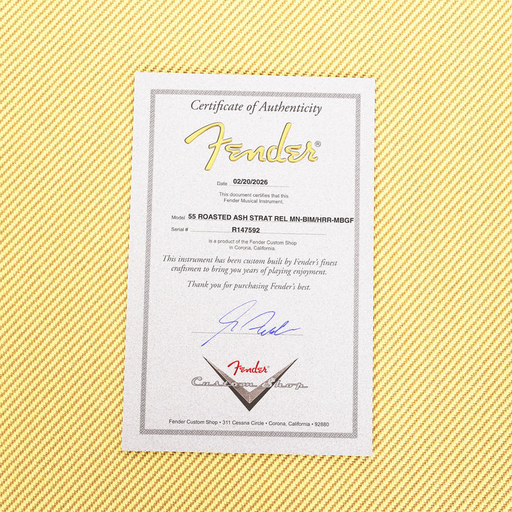 Fender Custom Shop '55 Roasted Ash Stratocaster Ice Blue Metallic over Hot Rod Red Masterbuilt Greg Fessler