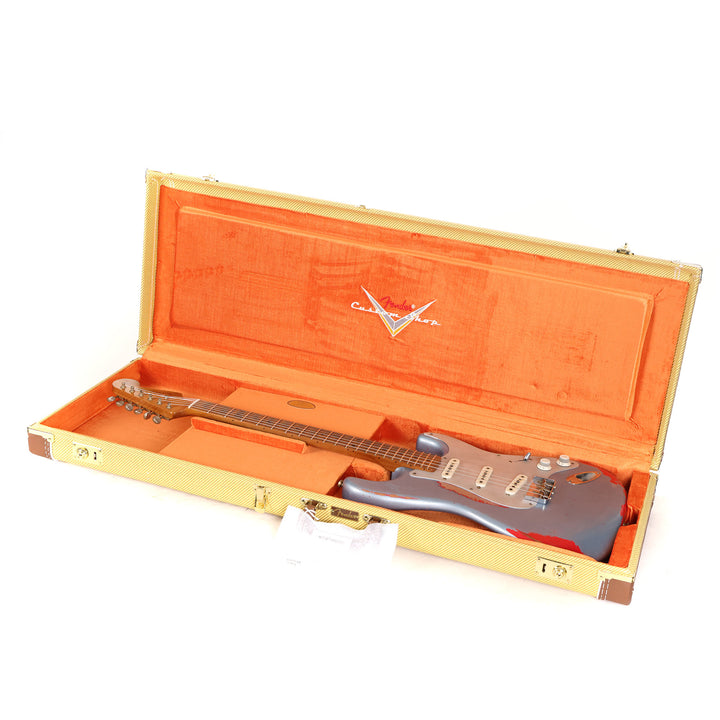 Fender Custom Shop '55 Roasted Ash Stratocaster Ice Blue Metallic over Hot Rod Red Masterbuilt Greg Fessler