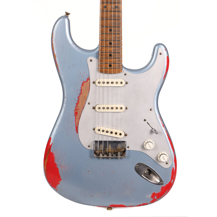 Fender Custom Shop '55 Roasted Ash Stratocaster Ice Blue Metallic over Hot Rod Red Masterbuilt Greg Fessler