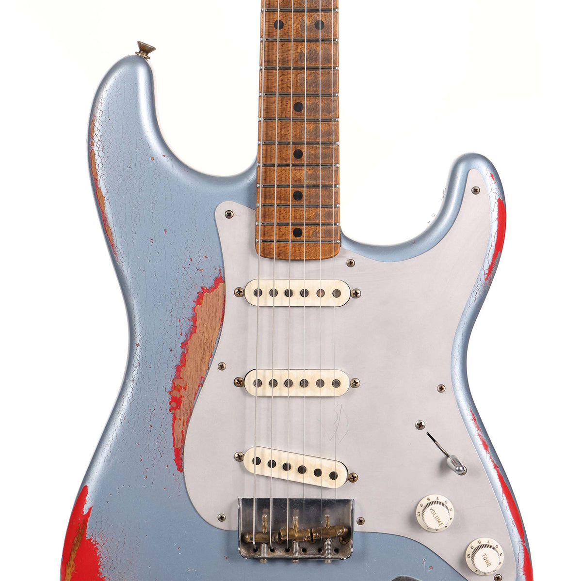 Fender Custom Shop '55 Roasted Ash Stratocaster Ice Blue Metallic over Hot Rod Red Masterbuilt Greg Fessler — 4