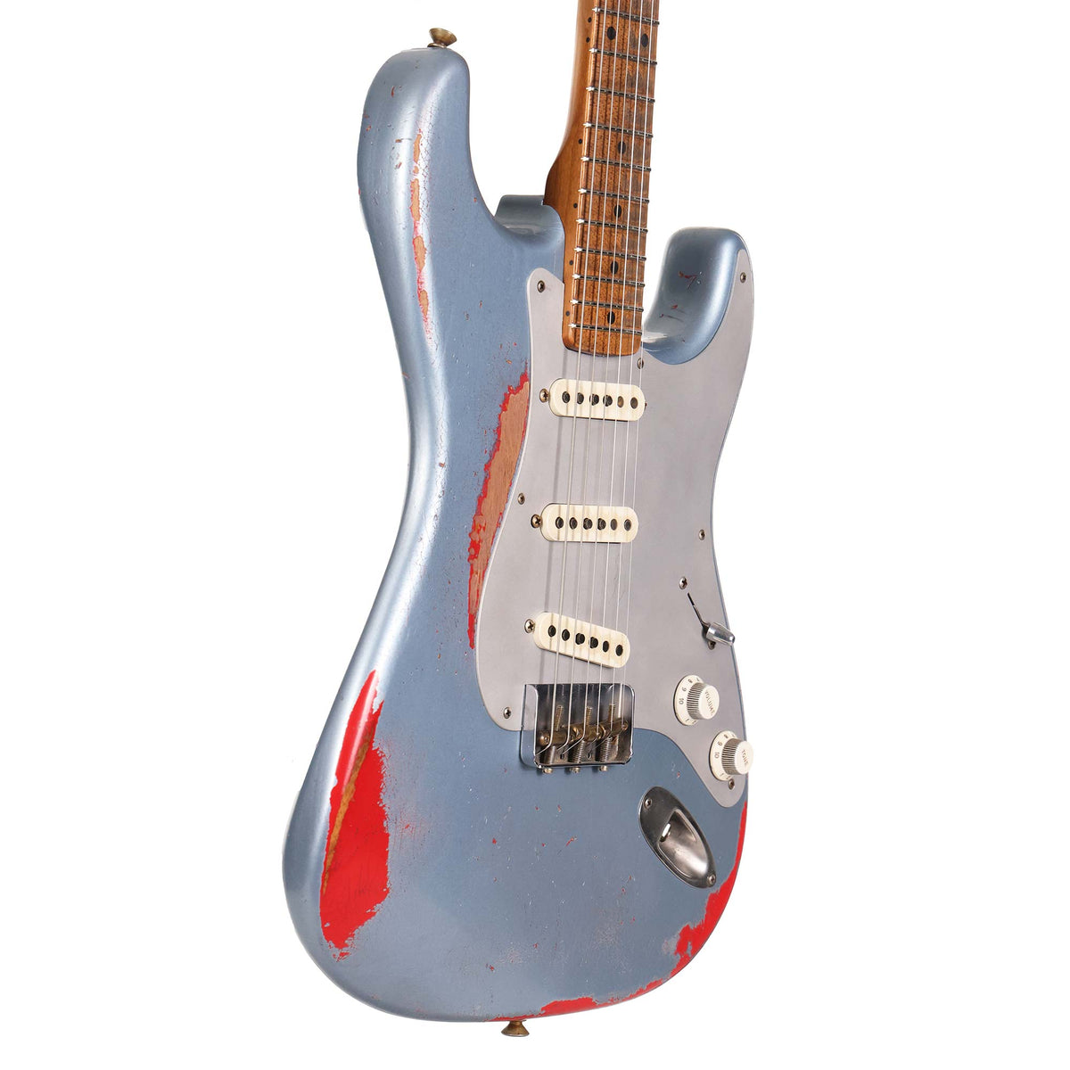 Fender Custom Shop '55 Roasted Ash Stratocaster Ice Blue Metallic over Hot Rod Red Masterbuilt Greg Fessler — 5
