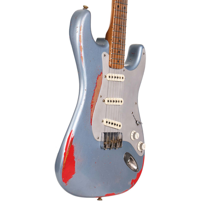Fender Custom Shop '55 Roasted Ash Stratocaster Ice Blue Metallic over Hot Rod Red Masterbuilt Greg Fessler