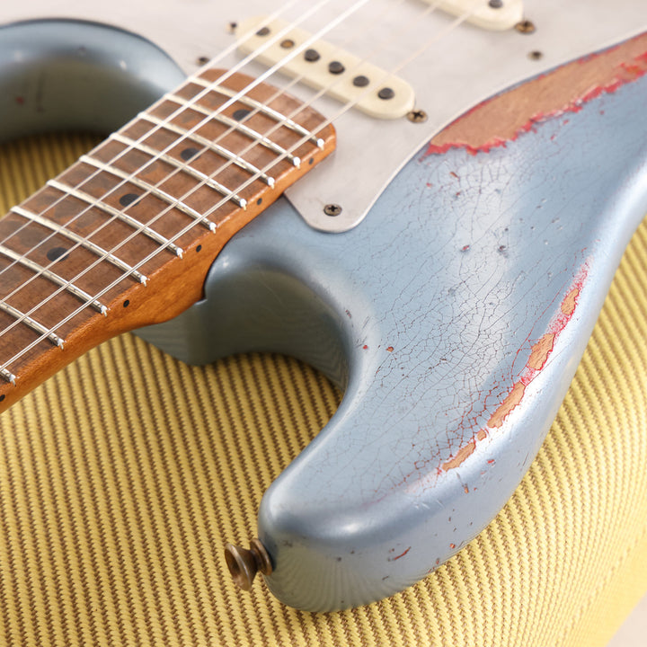 Fender Custom Shop '55 Roasted Ash Stratocaster Ice Blue Metallic over Hot Rod Red Masterbuilt Greg Fessler