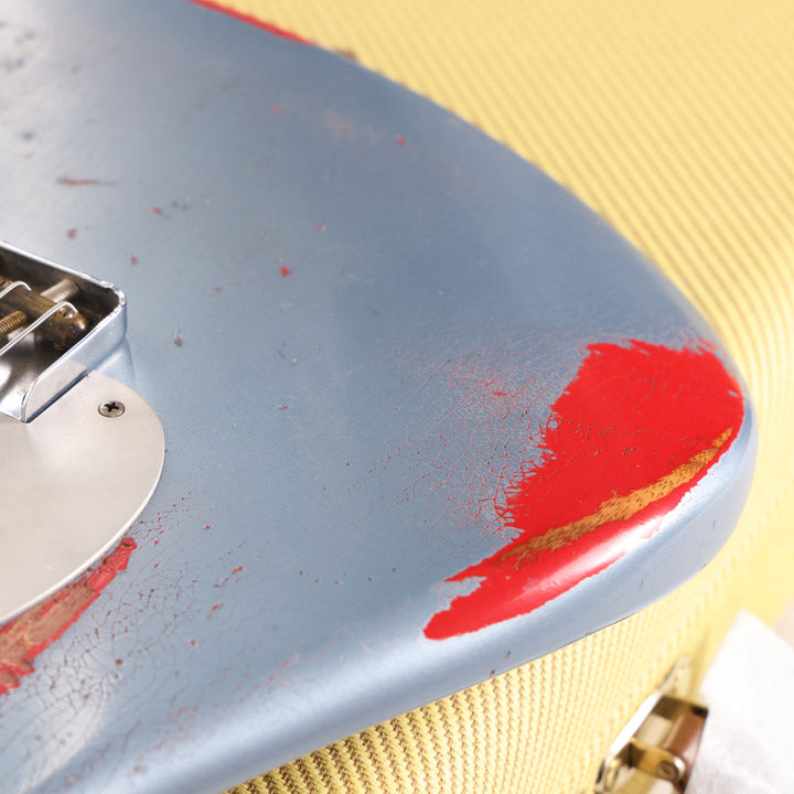 Fender Custom Shop '55 Roasted Ash Stratocaster Ice Blue Metallic over Hot Rod Red Masterbuilt Greg Fessler
