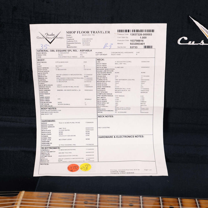 Fender Custom Shop Double Esquire Special Relic Aged Silver Sparkle and Black