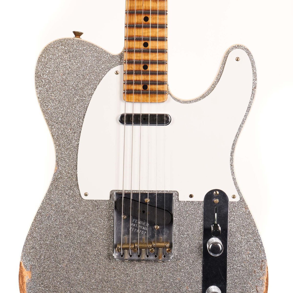Fender Custom Shop Double Esquire Special Relic Aged Silver Sparkle and Black — 4
