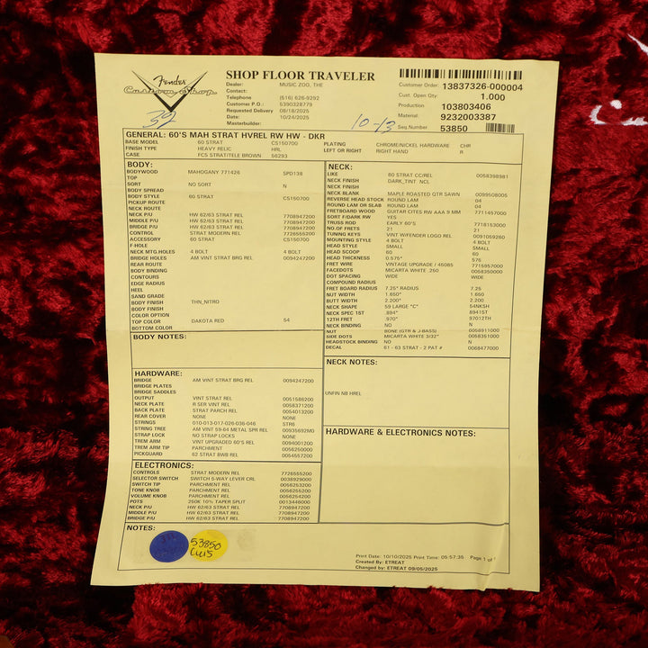 Fender Custom Shop '60s Mahogany Stratocaster Heavy Relic Dakota Red