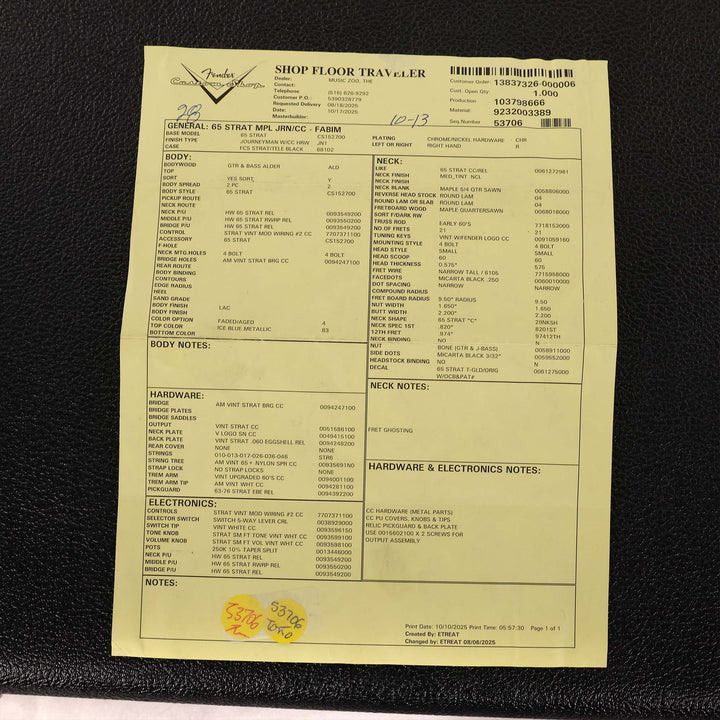 Fender Custom Shop 1965 Stratocaster Journeyman Relic Faded Aged Ice Blue Metallic