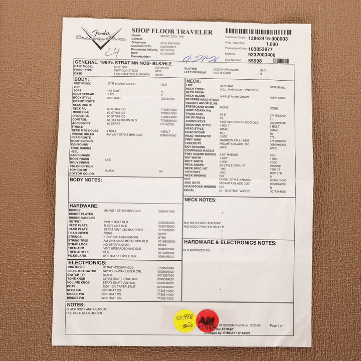 Fender Custom Shop 1960s Stratocaster Black and HLE Gold