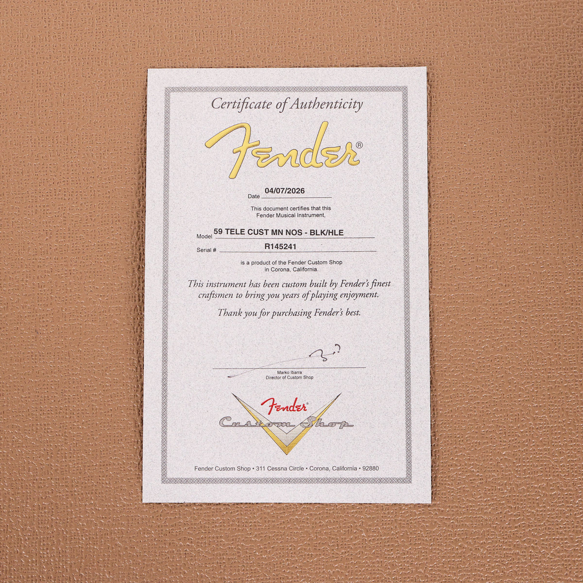 Fender Custom Shop 1959 Custom Telecaster Black and HLE Gold — 12