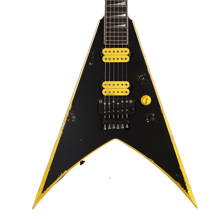 Jackson Custom Shop King V Nitro Relic Black w/ Graffiti Yellow Bevels