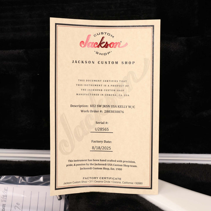 Jackson USA Select KE2 Kelly Guitar Snow White