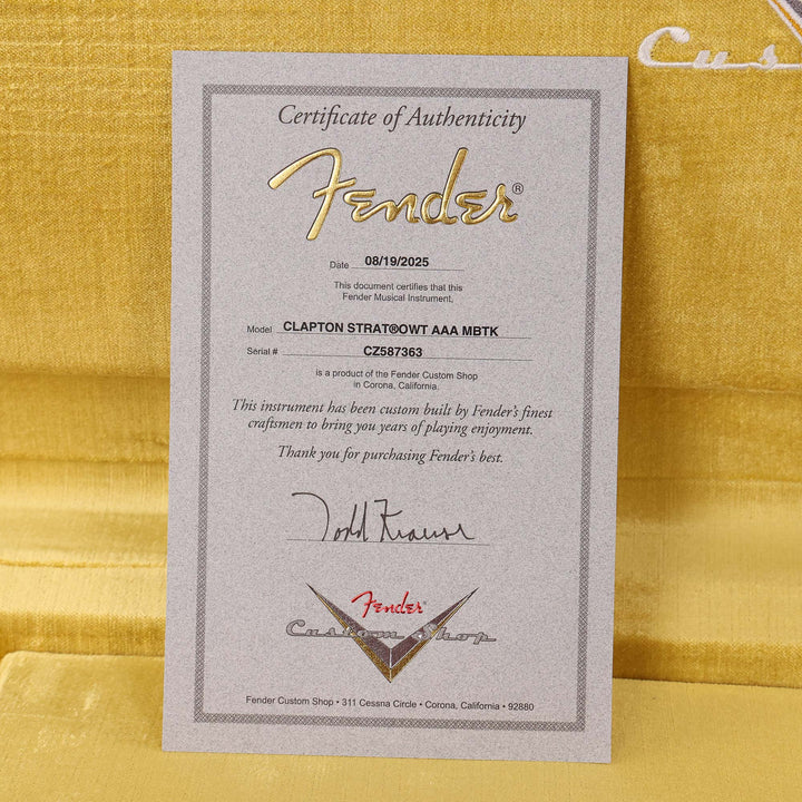 Fender Custom Shop Eric Clapton Stratocaster Masterbuilt Todd Krause Olympic White Flame Maple Neck