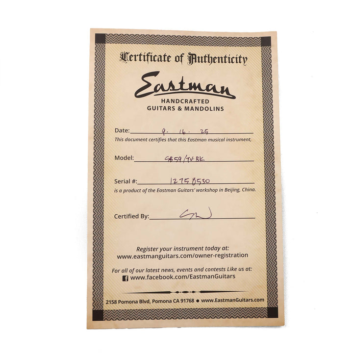 Eastman SB59/TV-BK Electric Guitar Black