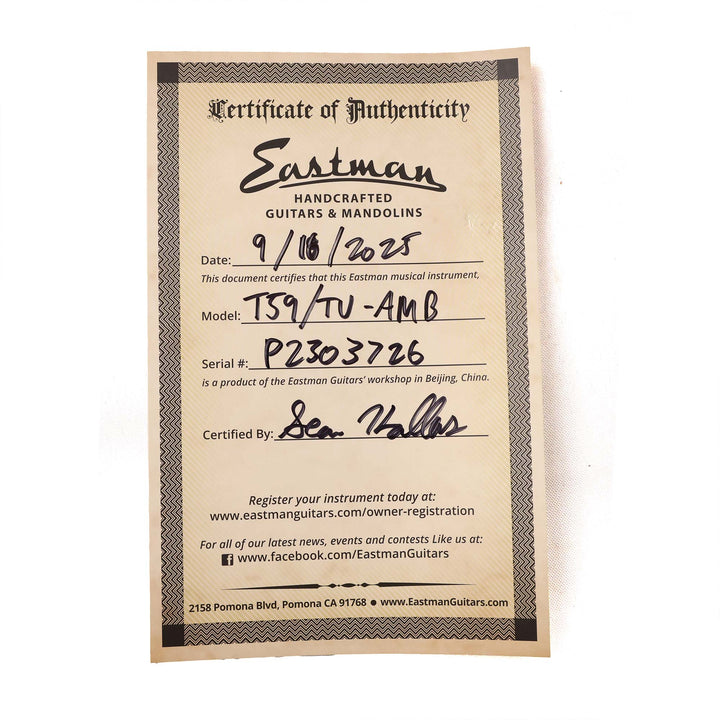 Eastman T59/TV-AMB Semi-Hollowbody Amber